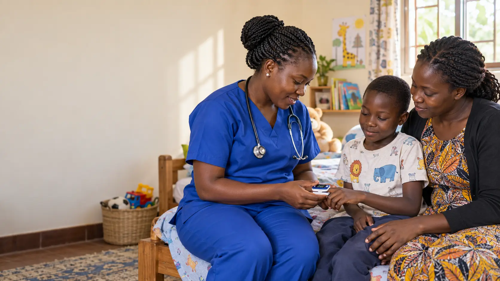 A clinician supporting a child with healthcare needs